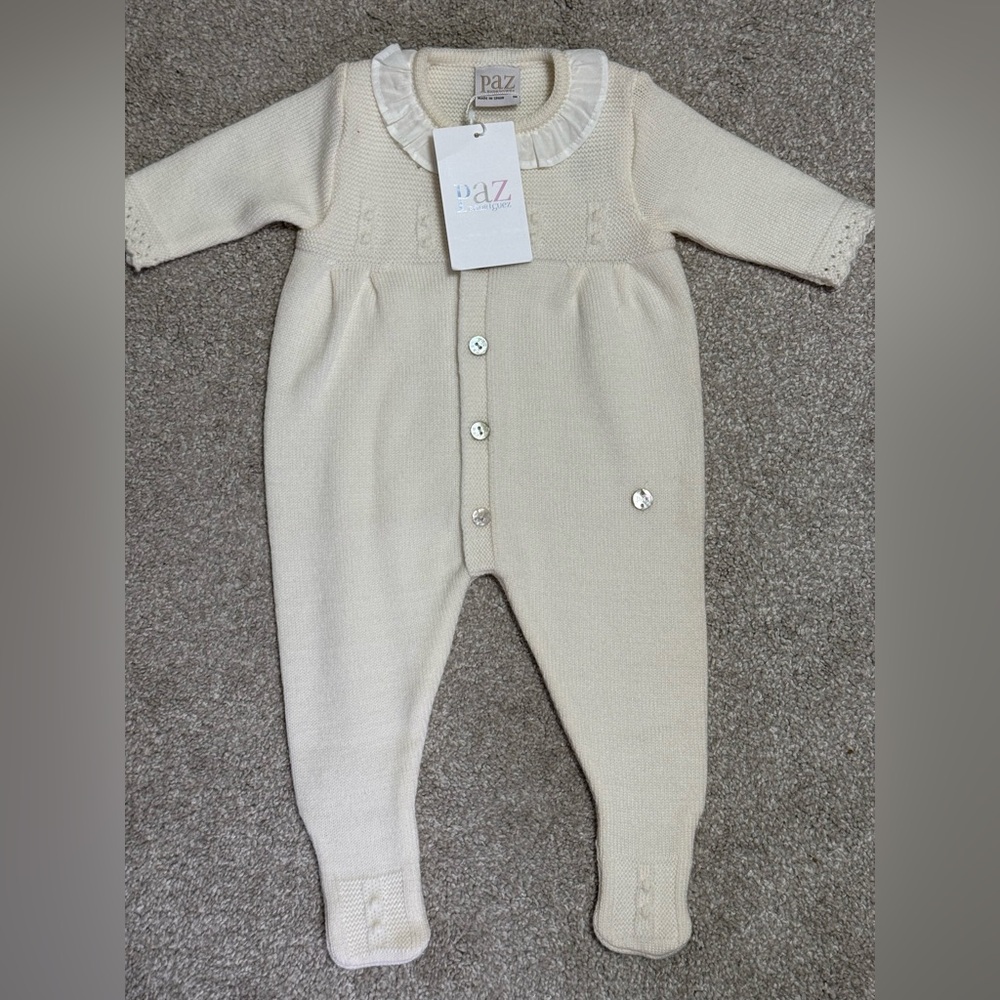 Cream Knit Baby Footed One Piece from Paz Rodriguez